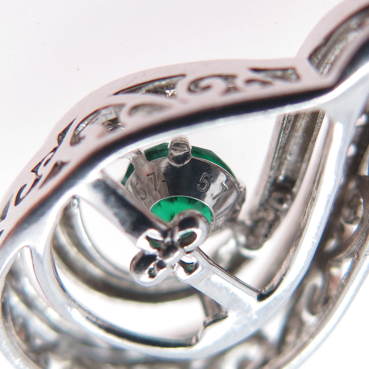 925 Sterling Silver Real Chrome Diopside & White Topaz Teardrop Slide Pendant