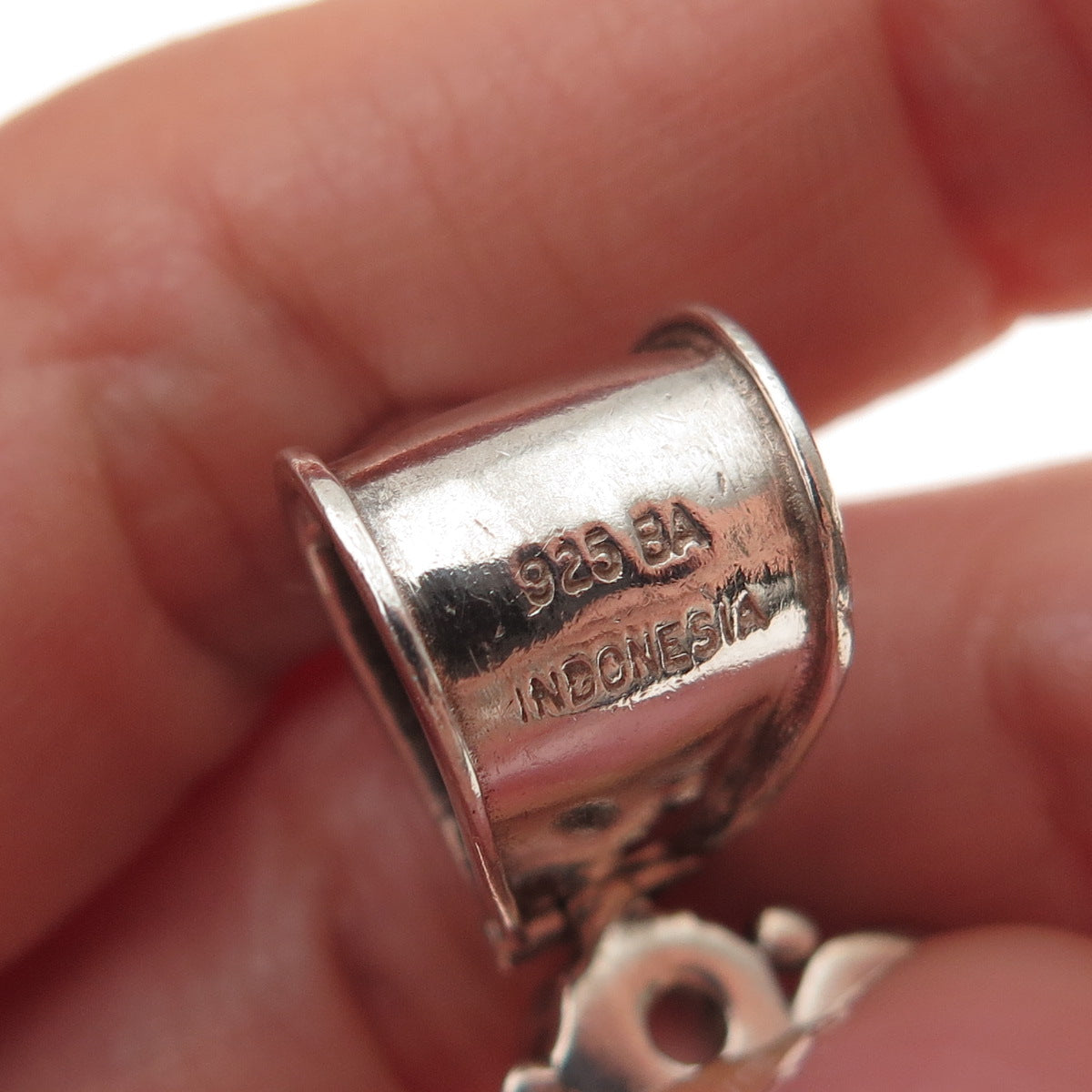 SUARTI BALI 925 Sterling Silver Vintage Real Amber Black Onyx Moonstone Pendant