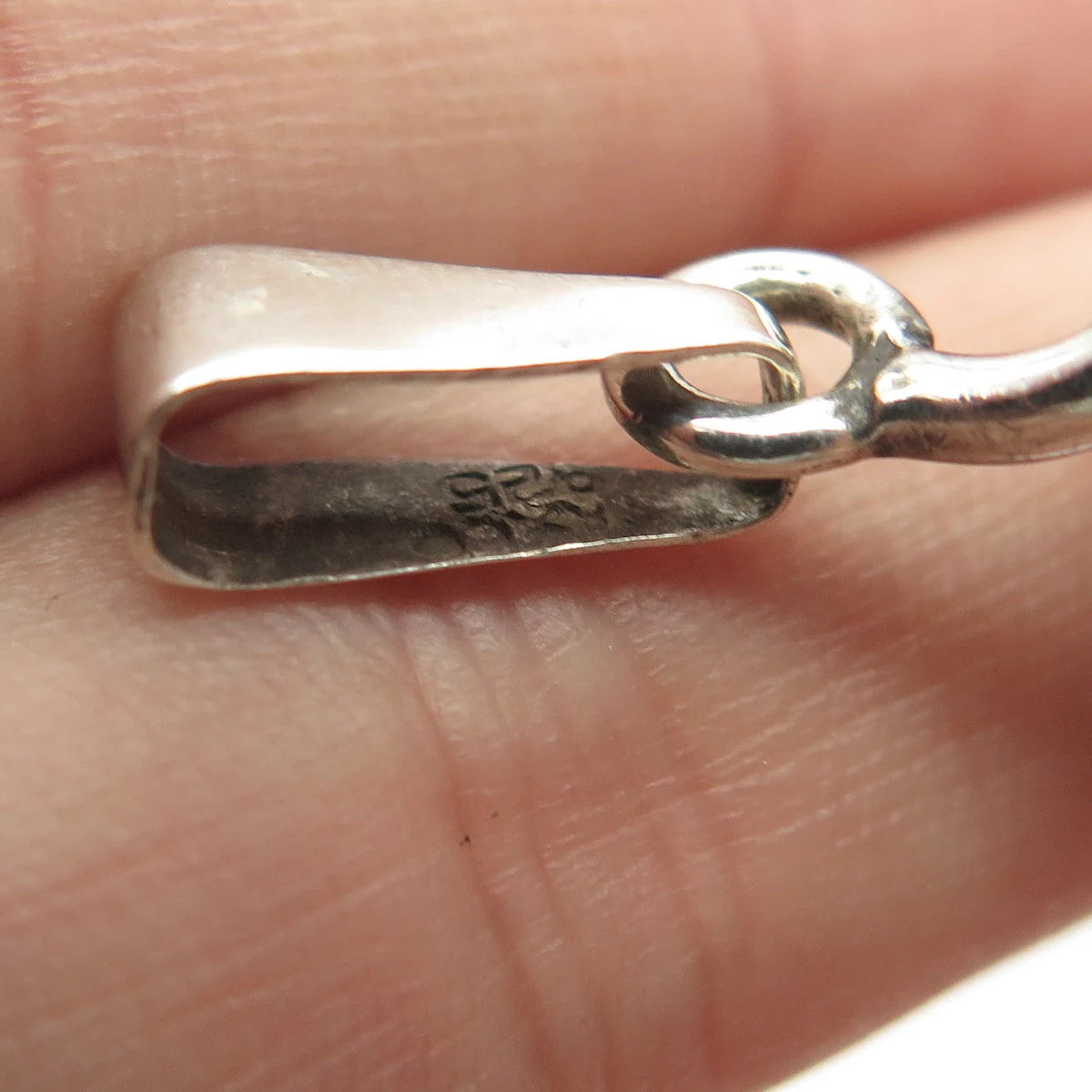 925 Sterling Silver Vintage Real Agate Gem Amulet Pendant