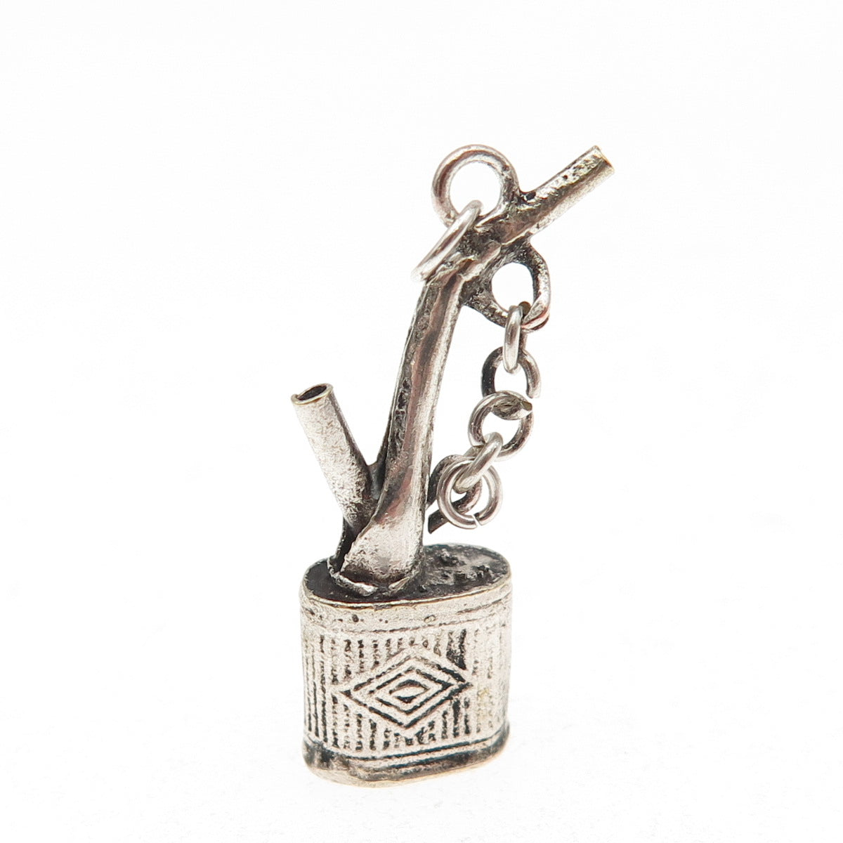 925 Sterling Silver Antique Art Deco Chinese Pipe 3D Mini Charm Pendant