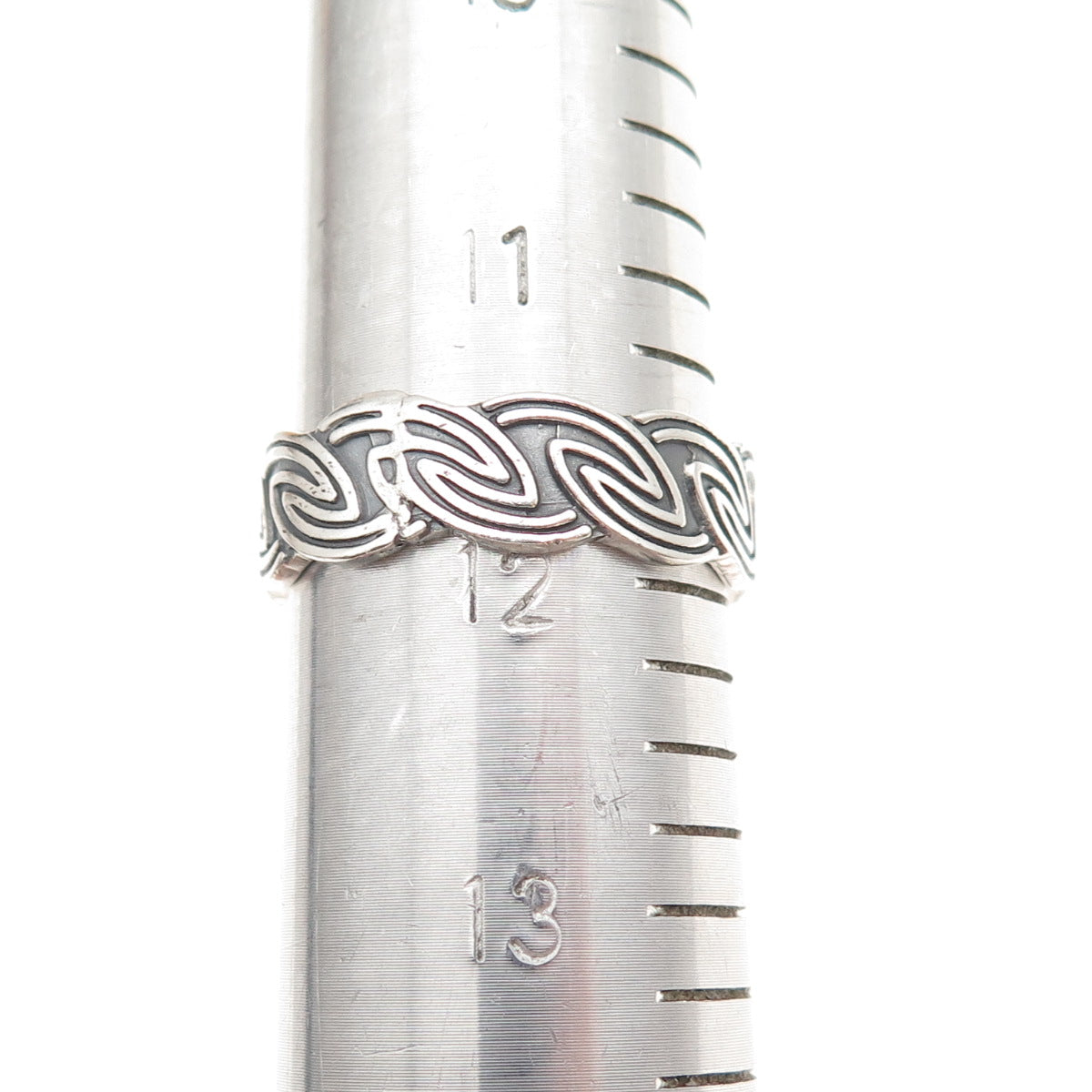 925 Sterling Silver Vintage Celtic Oxidized Band Ring Size 12
