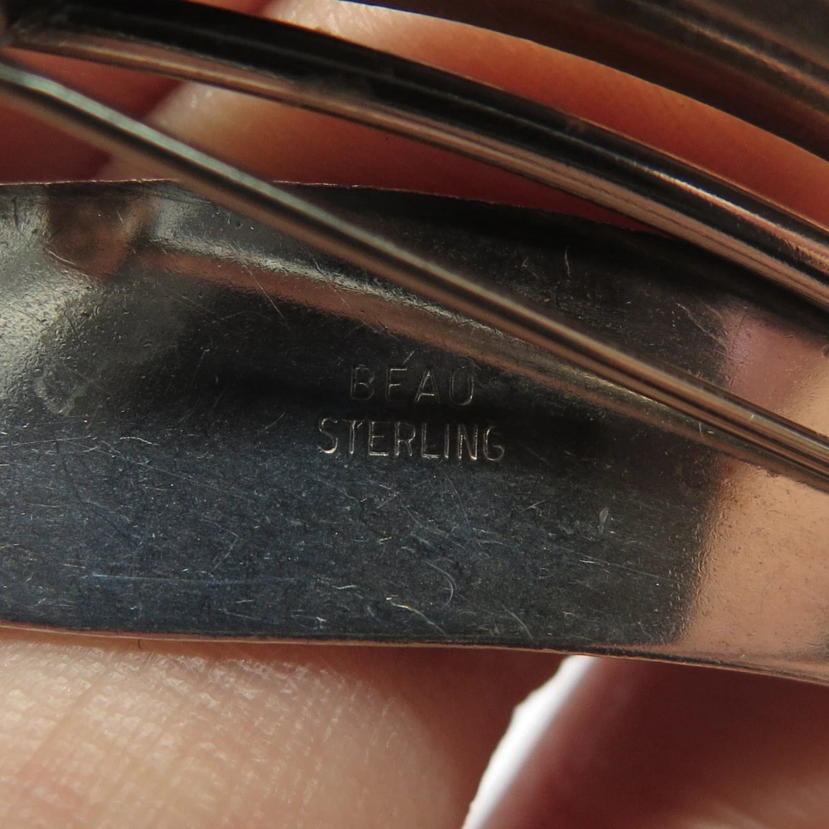 925 Sterling Silver Vintage BEAU Leaf Pin Brooch