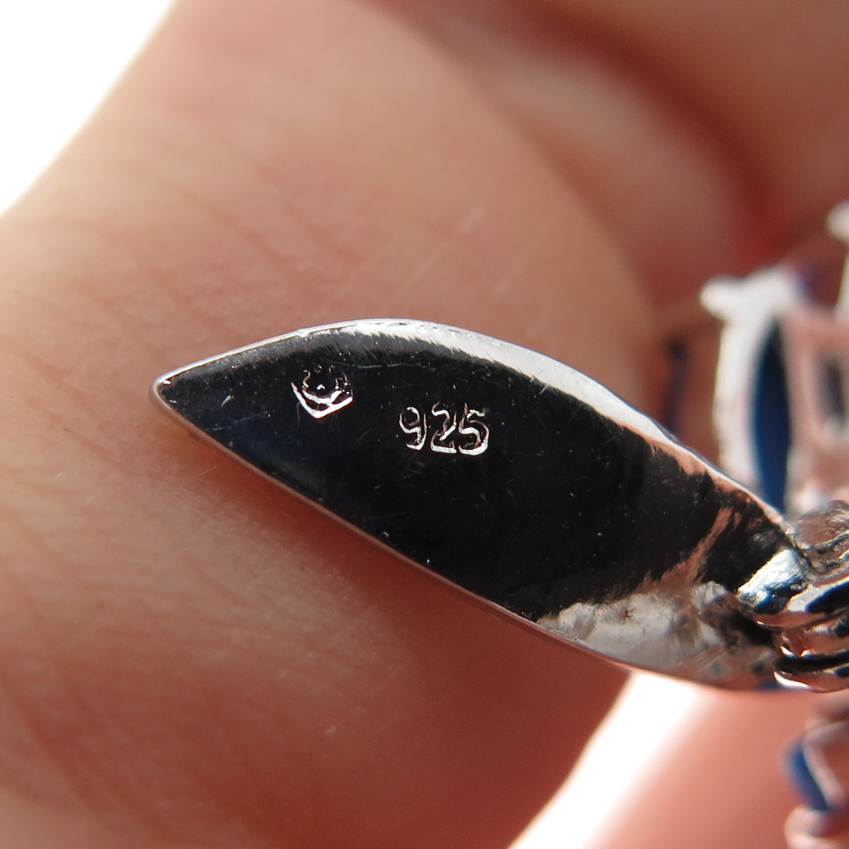 925 Sterling Silver Vintage Faux Cat's Eye & Diamond-Illusion Laurel Leaf Brooch