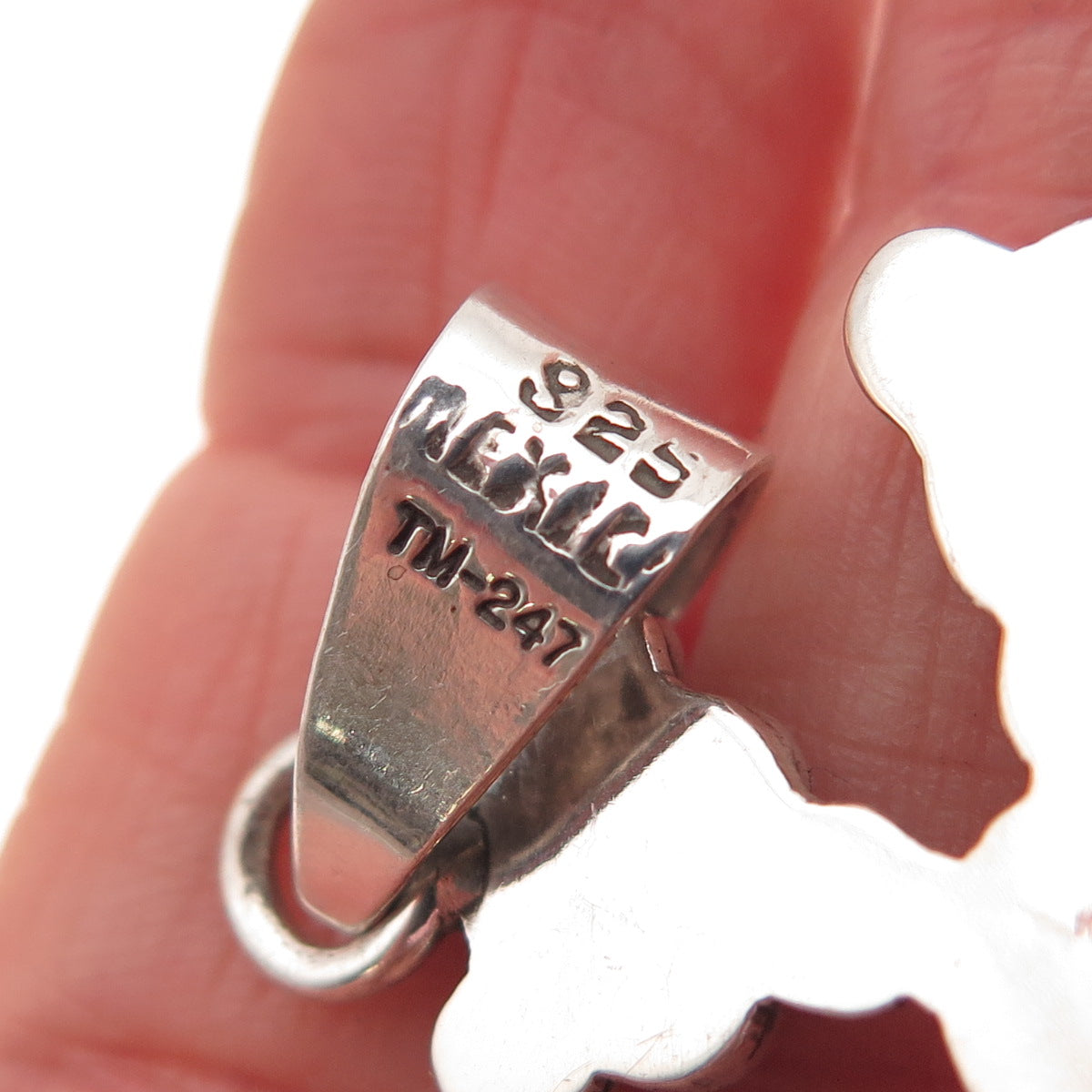 925 Sterling Silver Vintage Mexico Cross Beaded Oxidized Pendant