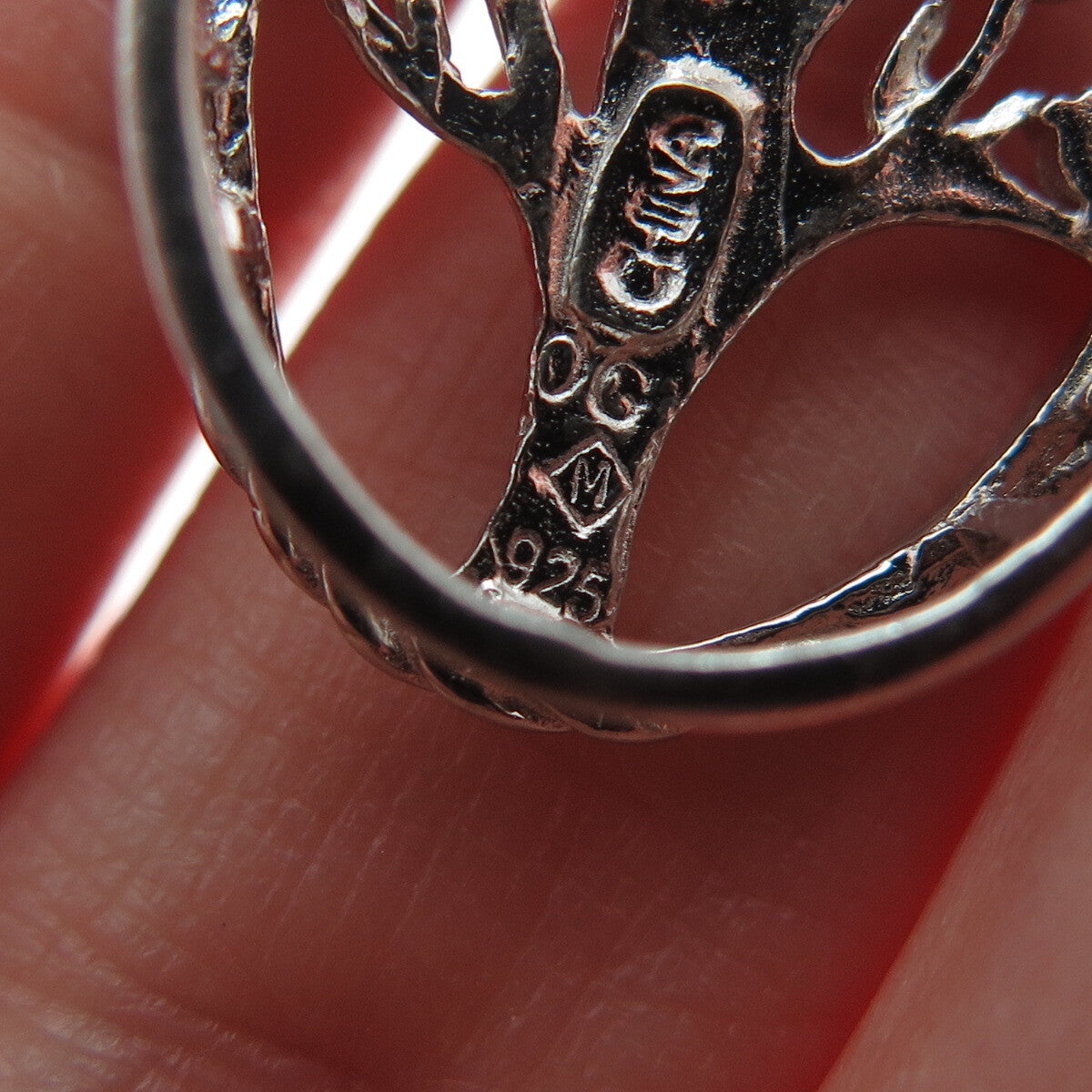 925 Sterling Silver Vintage Rhinestone Tree of Life Minimalist Slide Pendant