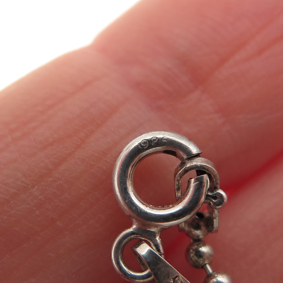 925 Sterling Silver Vintage Italy Ball Beaded Chain Necklace 20"