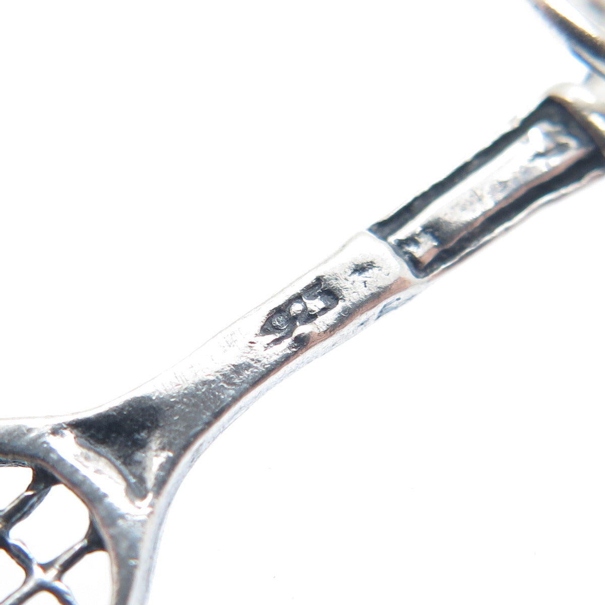 925 Sterling Silver Vintage Tennis Racket Oxidized Minimalist Charm Pendant