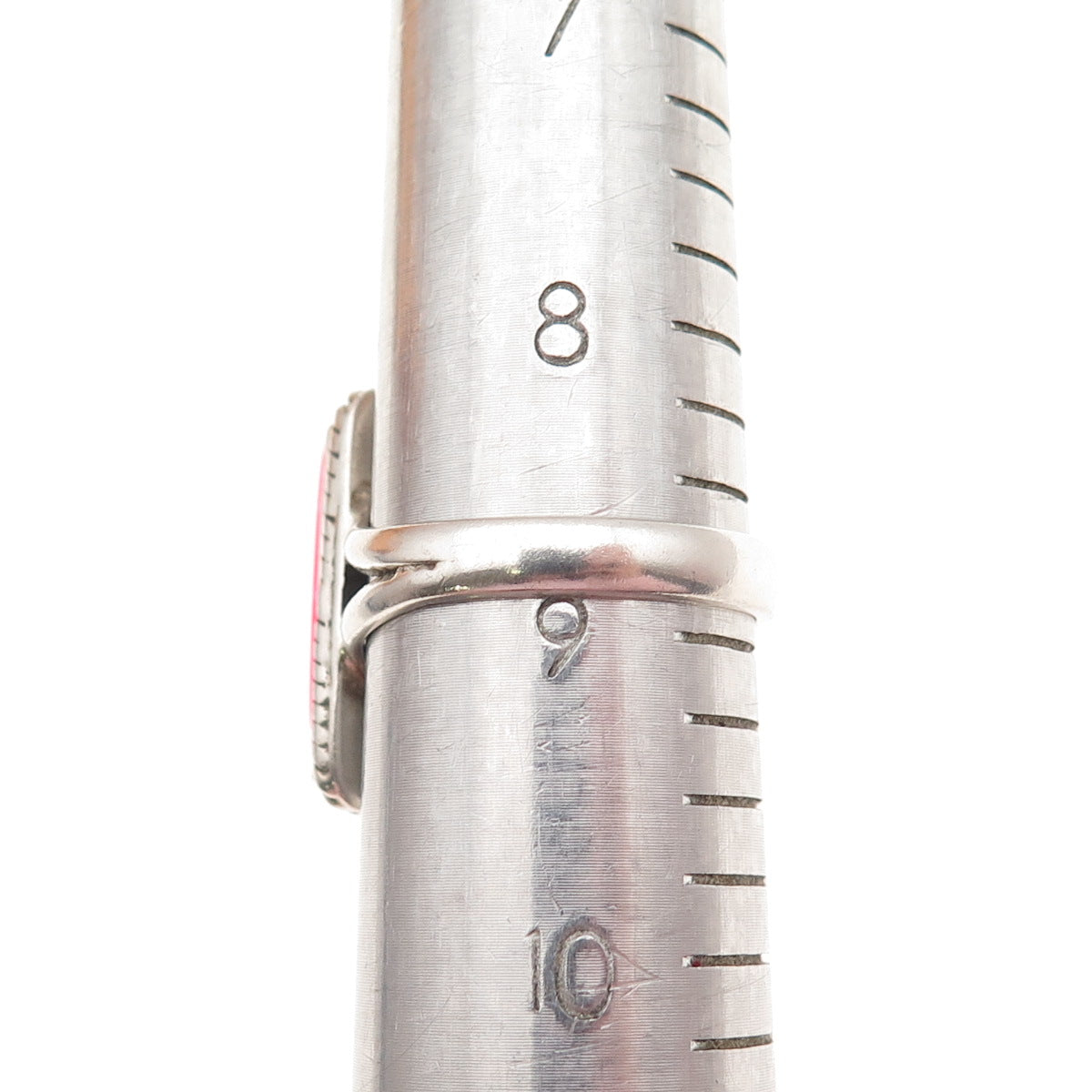 Old Pawn 925 Sterling Silver Vintage Southwestern Pink Opal Tribal Ring Size 9