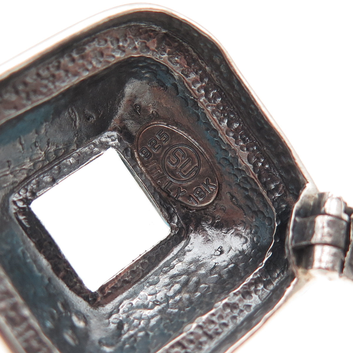 925 Sterling 18K Gold Vintage Italy Blue Topaz Greek Key Slide Charm Pendant