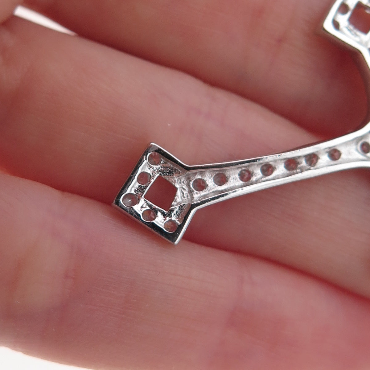 925 Sterling Silver Round-Cut C Z Cross Charm Pendant