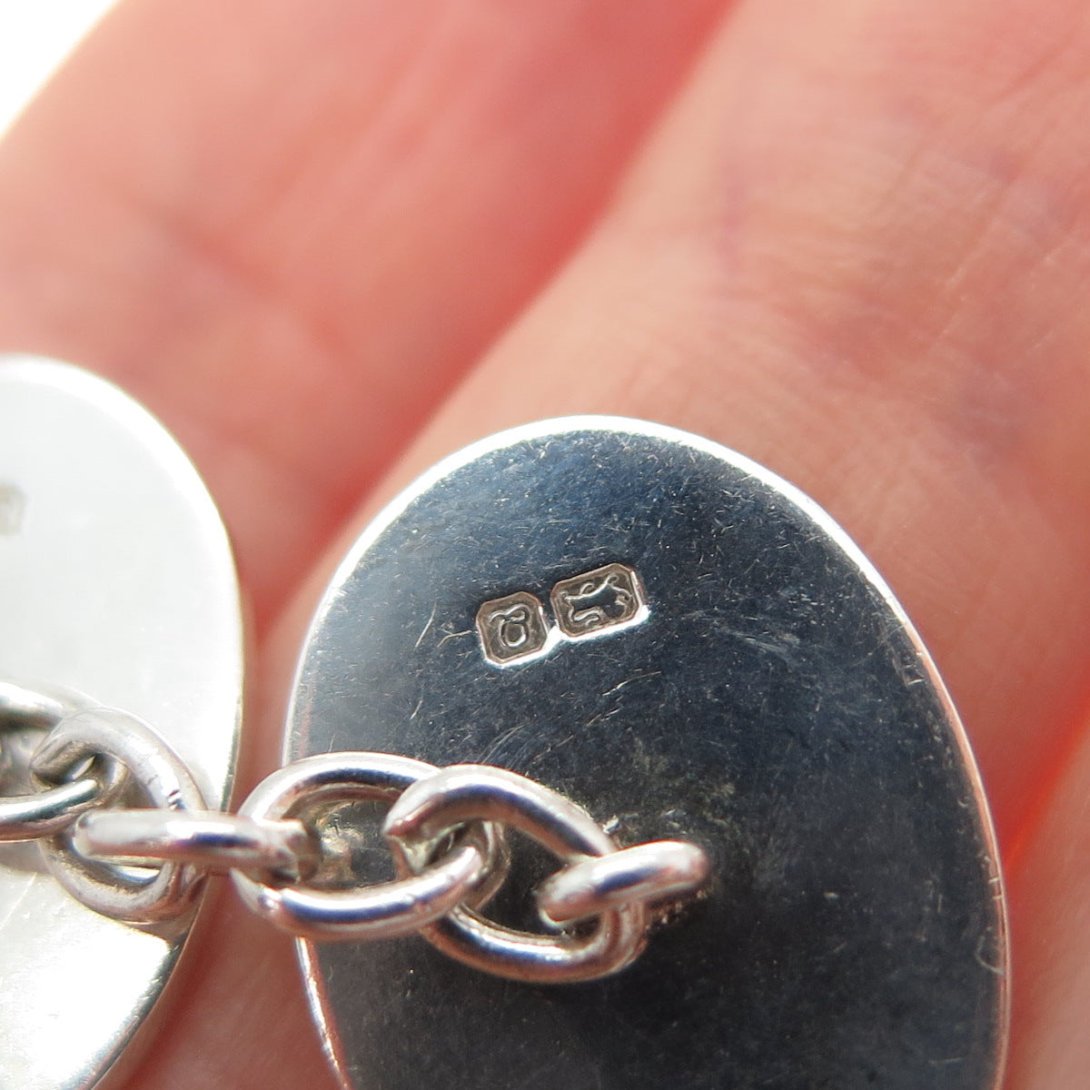 RAMSDEN & ROED 925 Sterling Silver Vintage 1990 Birmingham Oval Cufflinks