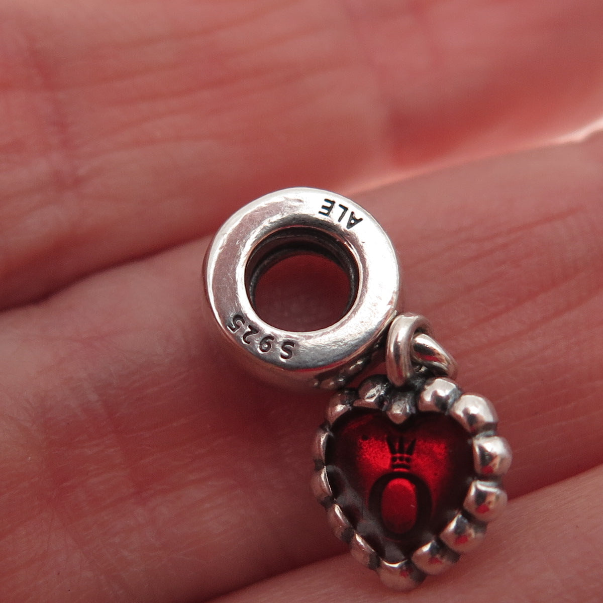 Pandora 925 Sterling Silver Red Enamel Forever Heart Dangle Charm