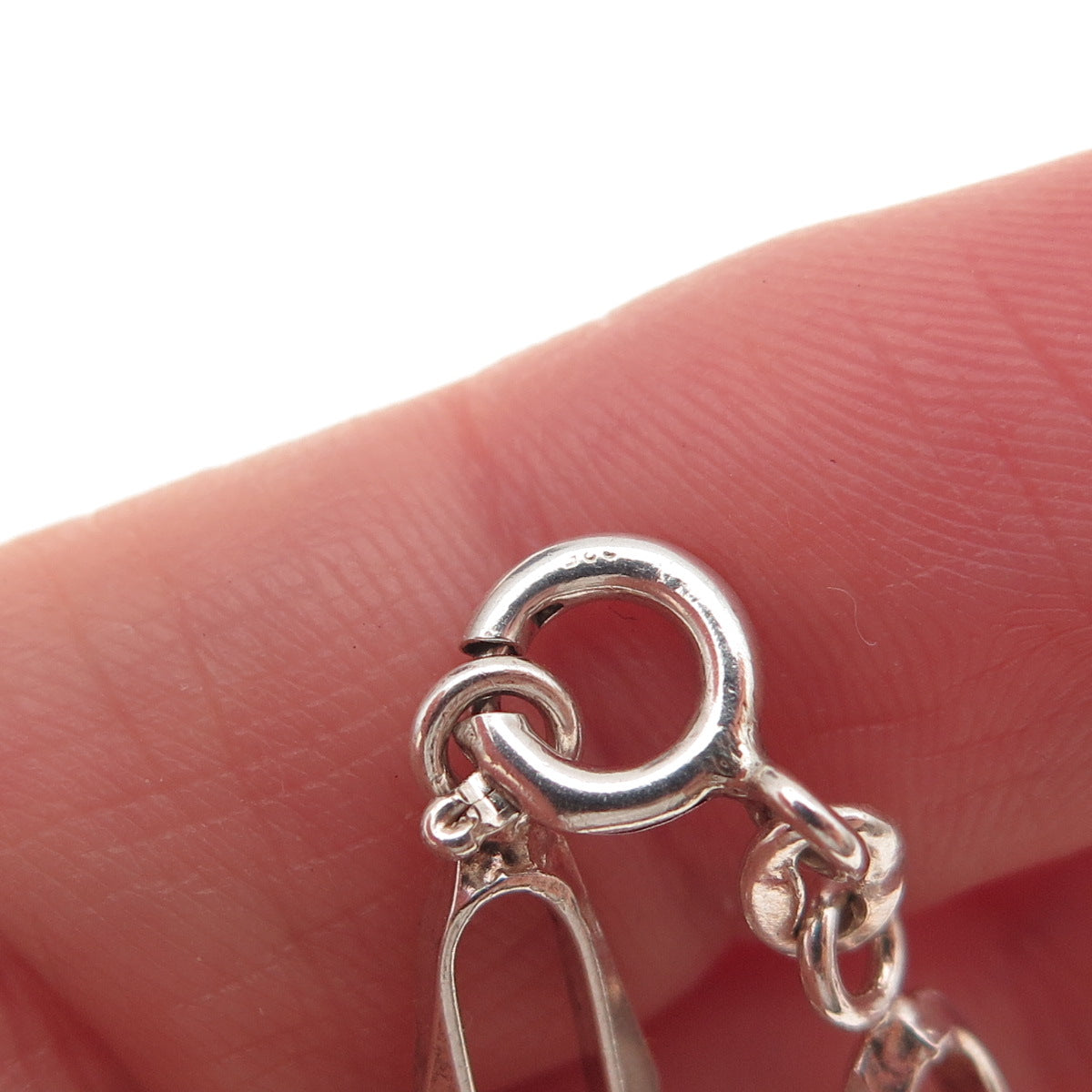925 Sterling Silver Vintage Modernist Paperclip Link Bracelet 7"