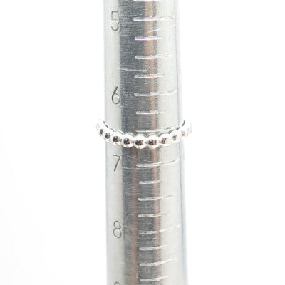 925 Sterling Silver White & Blue C Z Beaded Ring Size 6.75