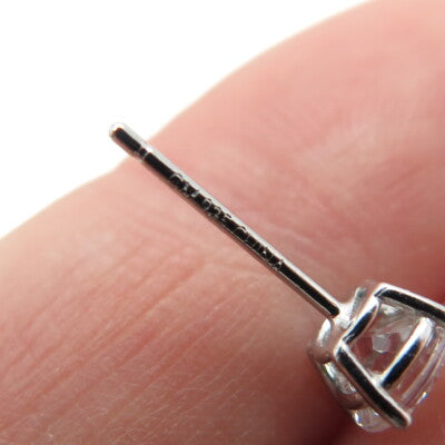 925 Sterling Silver Round-Cut Shaped White C Z Stud Earrings