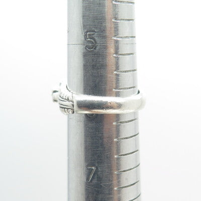 925 Sterling Silver Vintage Round-Cut Blue Topaz & Baguette Amethyst Ring Size 6