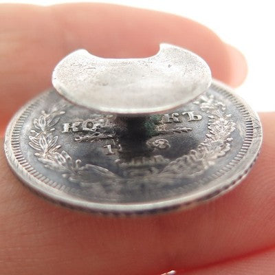 868 Silver Antique 1850s Russian Empire 25 Kopecks Coin Button