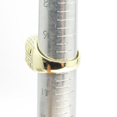 925 Sterling Silver Gold Plated Pave C Z Domed Ring Size 10.25