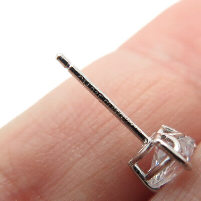 925 Sterling Silver Heart-Cut Shaped White C Z Stud Earrings