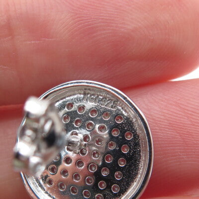 925 Sterling Silver Round-Cut C Z Sparkle Disc Stud Earrings