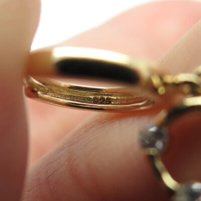 925 Sterling Silver Gold Plated Round-Cut Shaped C Z Open Heart Huggie Earrings