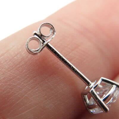 925 Sterling Silver Round-Cut C Z Stud Earrings