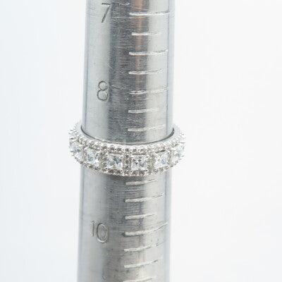 925 Sterling Silver C Z All Around Eternity Band Ring Size 9.25