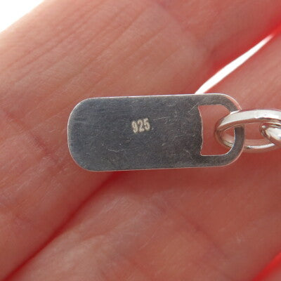 ANDRADES 925 Sterling Vintage Nameplate Charms Paperclip Link Bracelet 7.75-8.5"