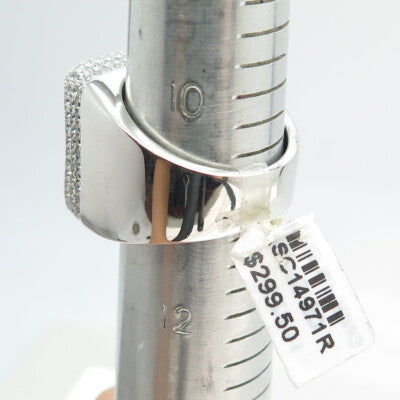 925 Sterling Silver Pave C Z Domed Ring Size 11.25