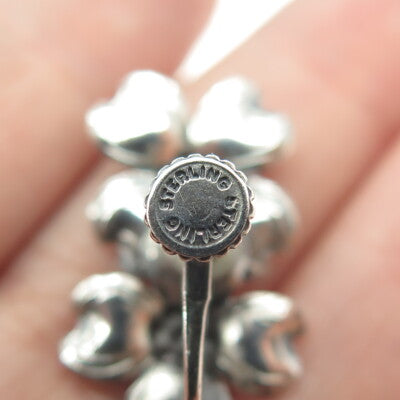 925 Sterling Silver Antique Art Deco Dogwood Flower Oxidized Screw Back Earrings