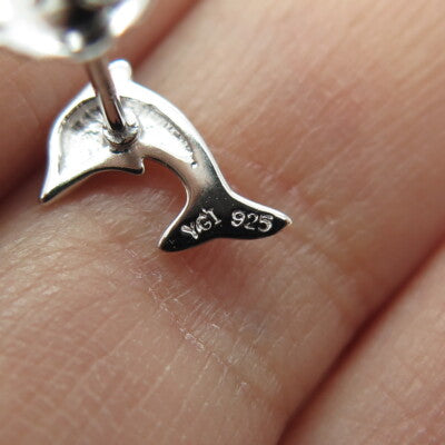 925 Sterling Silver Friendly Dolphin Stud Earrings