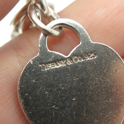 TIFFANY & CO. 925 Sterling Silver Vintage Heart Tag Rolo Link Bracelet 7"