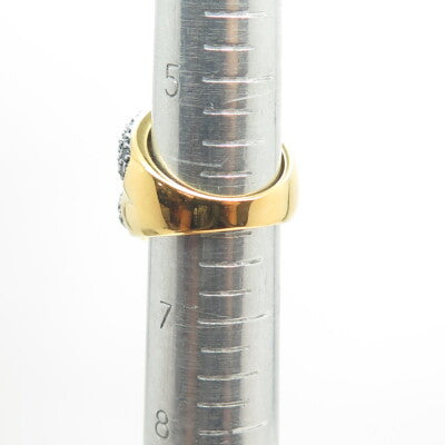 925 Sterling Silver Gold Plated Black Spinel & C Z Claw Ring Size 6.25