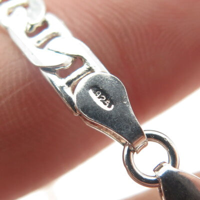 925 Sterling Silver Italy Anchor Mariner Chain Necklace 18"