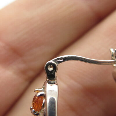 925 Sterling Silver Multi-Color Sapphire Gemstone Hinged Hoop Earrings