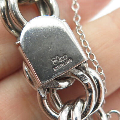 ELCO Sterling Silver Antique Art Deco Double Rolo Link Solid 53.4g Bracelet 6.5"