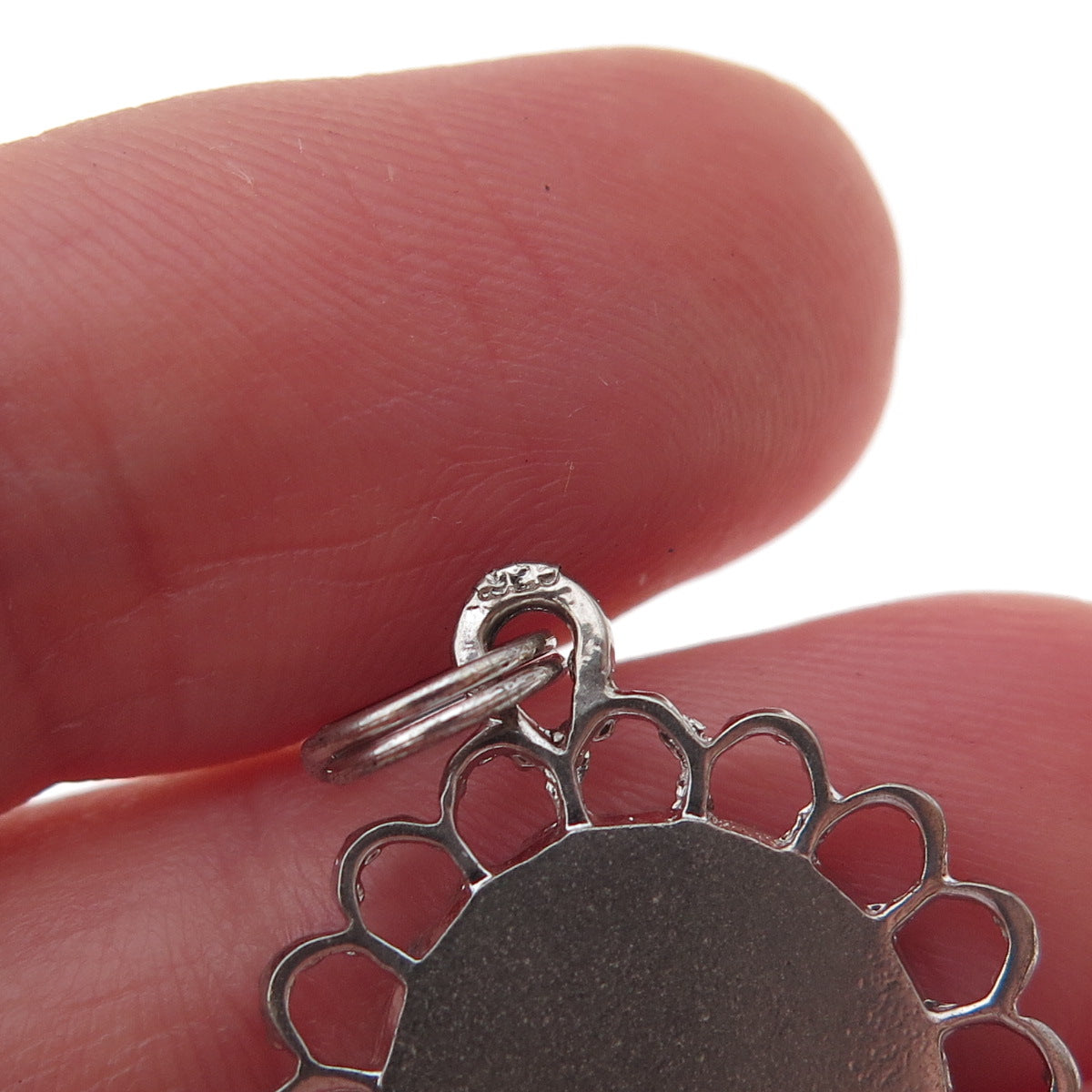 925 Sterling Silver Vintage I Love You Floral Oxidized Charm Pendant