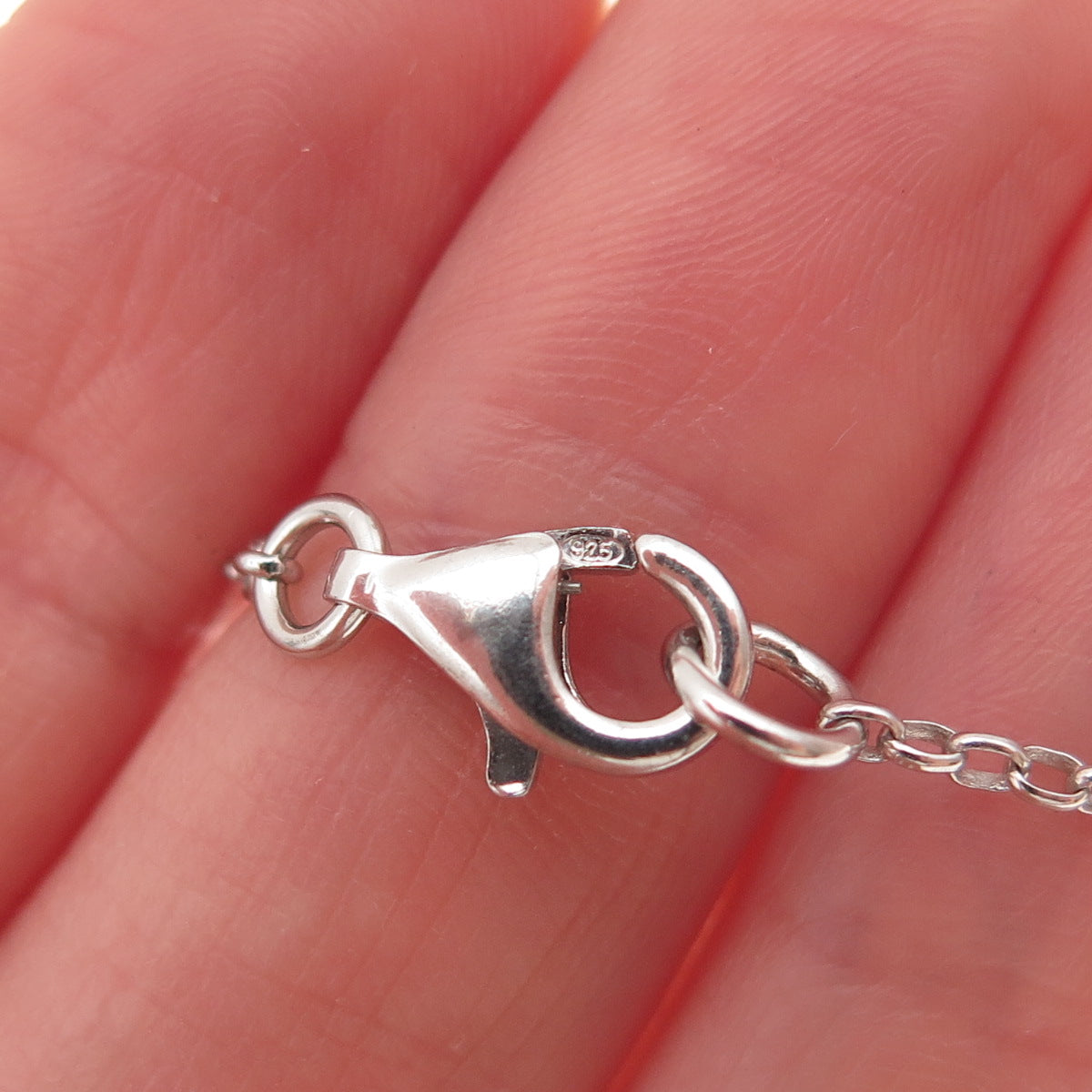 925 Sterling Silver Round-Cut C Z Modernist Fish Rolo Chain Necklace 16-18"