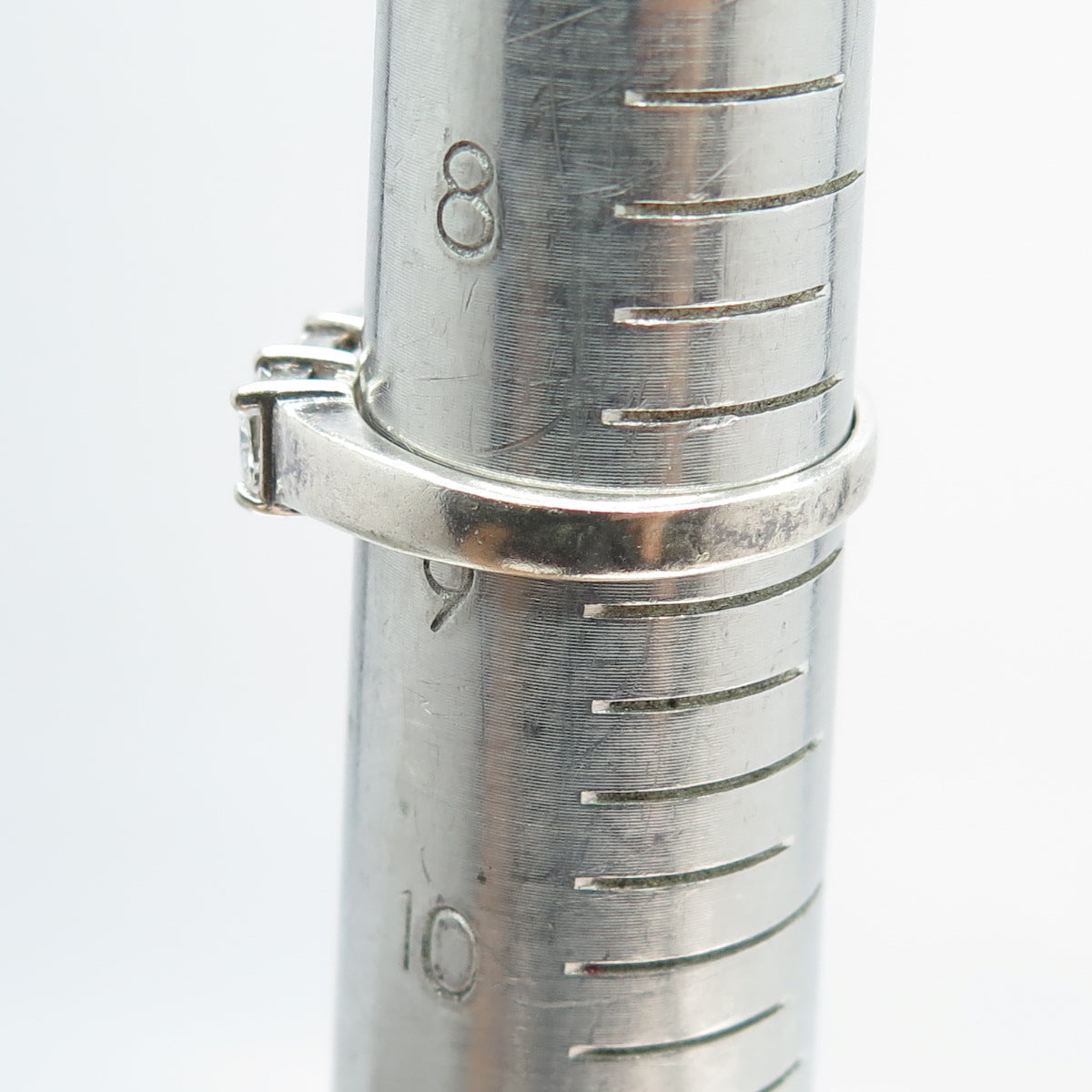 925 Sterling Silver Vintage Princess-Cut Shaped C Z Ring Size 9