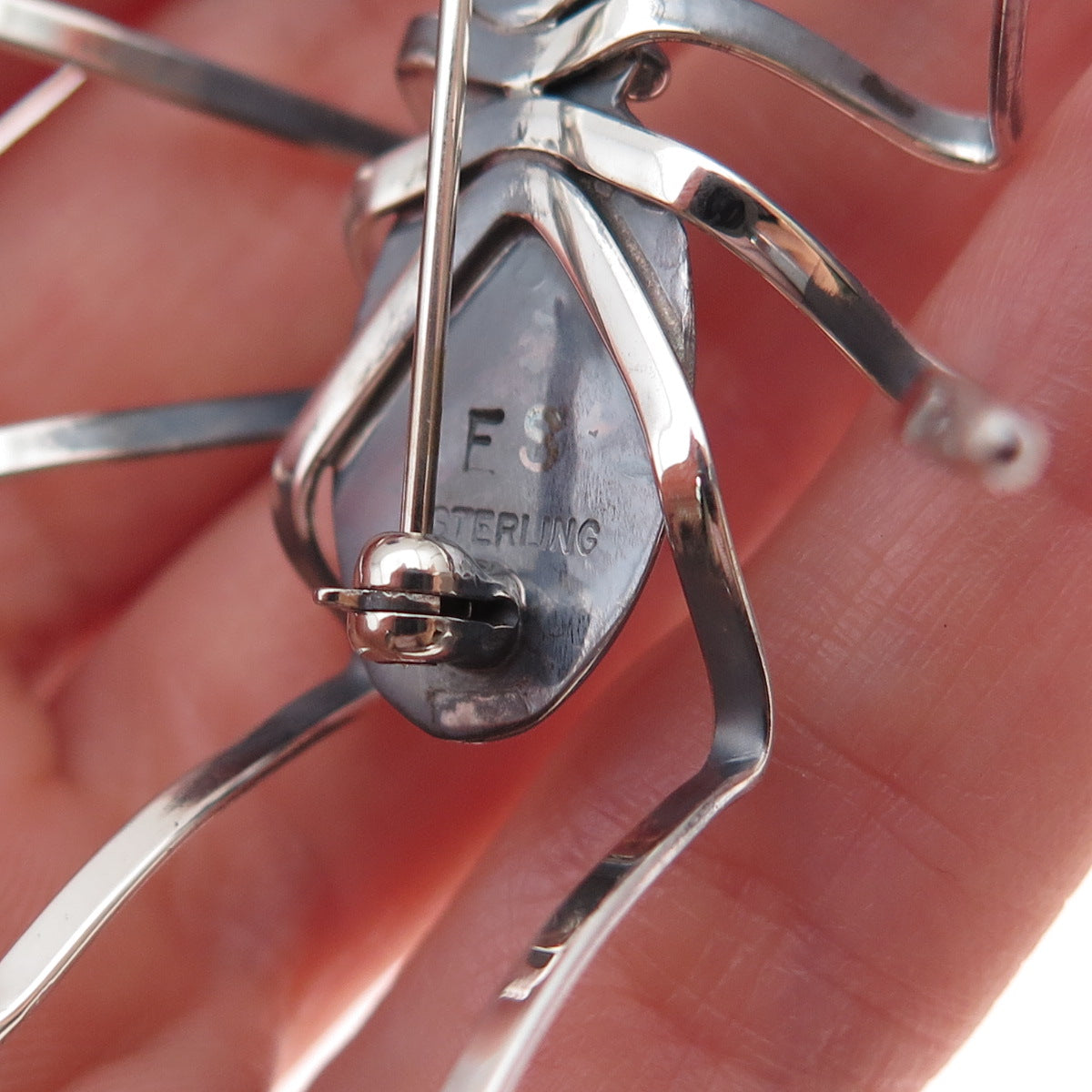 Elaine Sam Navajo Old Pawn 925 Sterling Silver Vintage Slider Tribal Pin Brooch