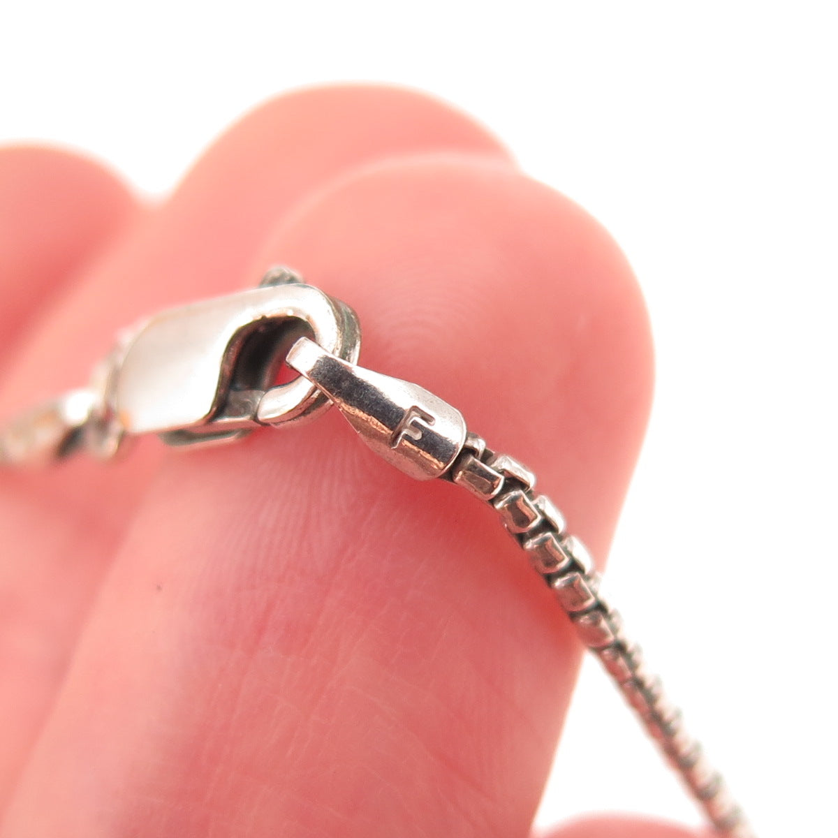 925 Sterling Silver Vintage Round Box Chain Necklace 18"