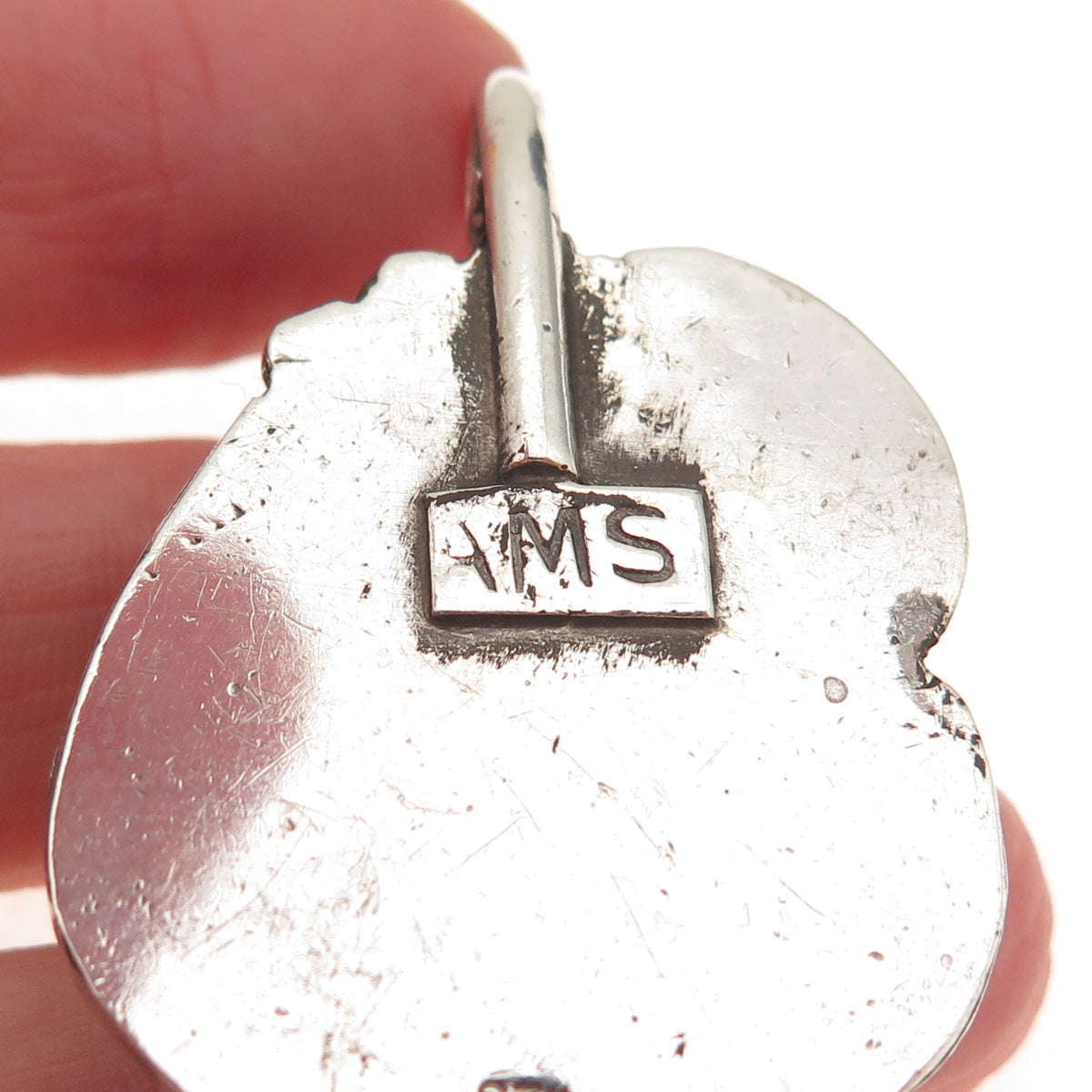 Alice Mc Shirley Old Pawn 925 Sterling Vintage Peacock Turquoise Feather Pendant