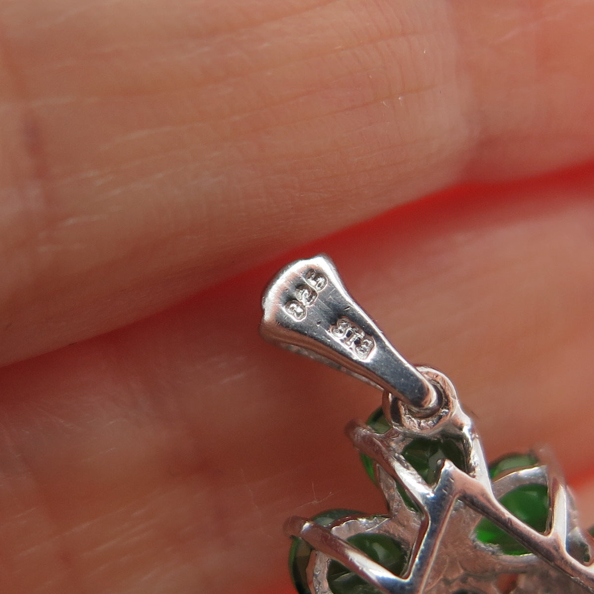 CHUCK CLEMENCY 925 Sterling Silver Real Diamond & Chrome Diopside Charm Pendant