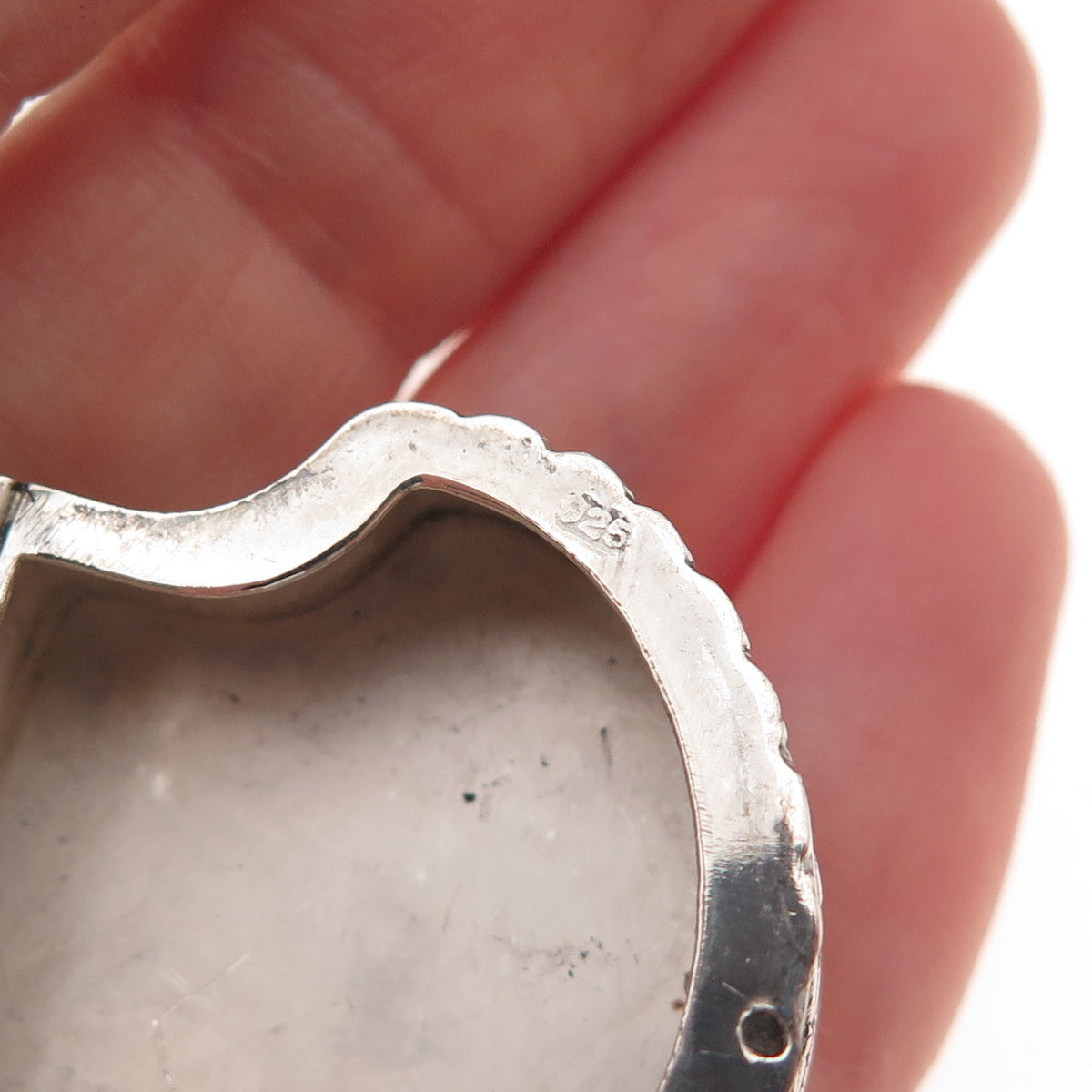 925 Sterling Silver Vintage Seashell Oxidized Pill / Snuff Box