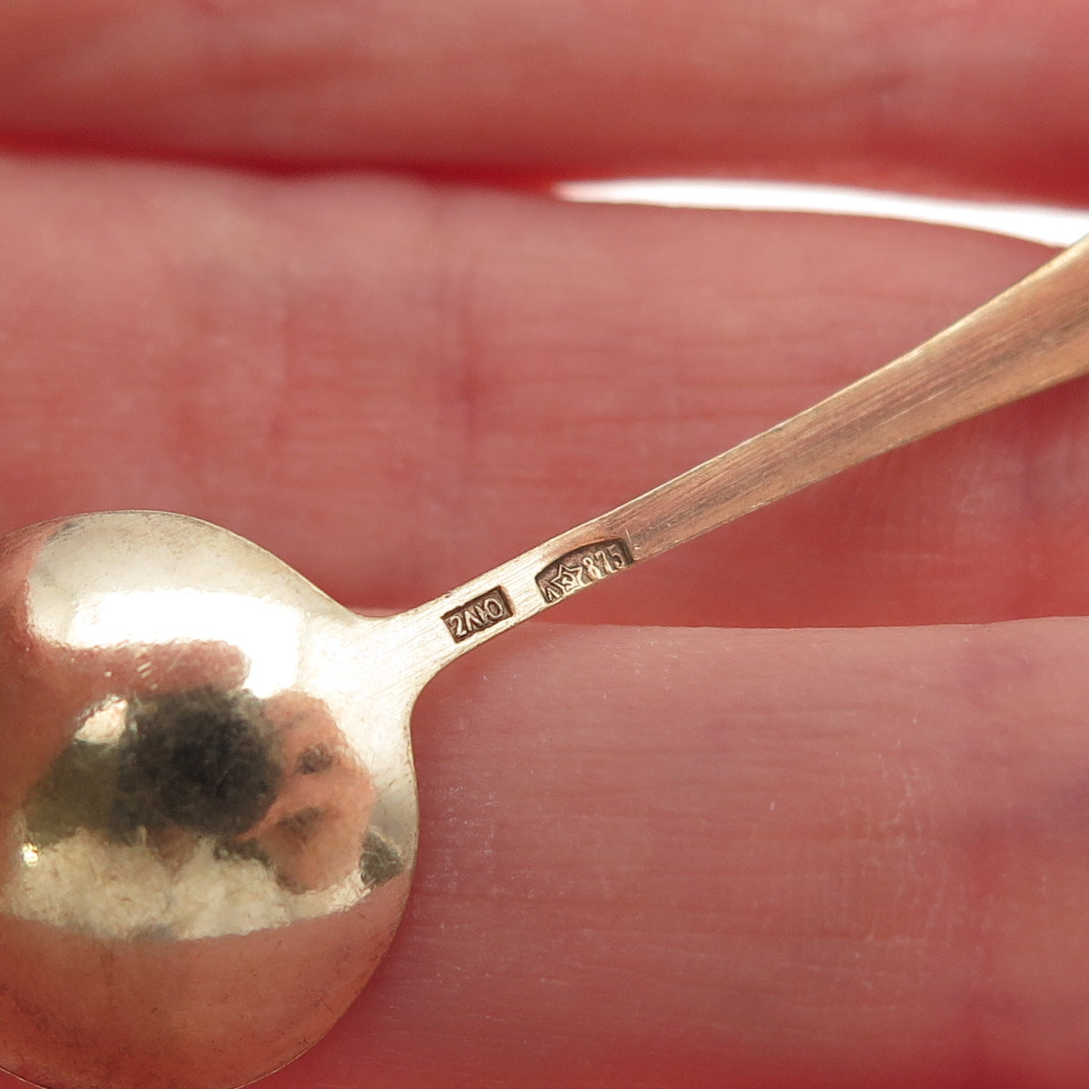 875 Silver Gold Plated Vintage European Enamel Salt & Spices Spoon