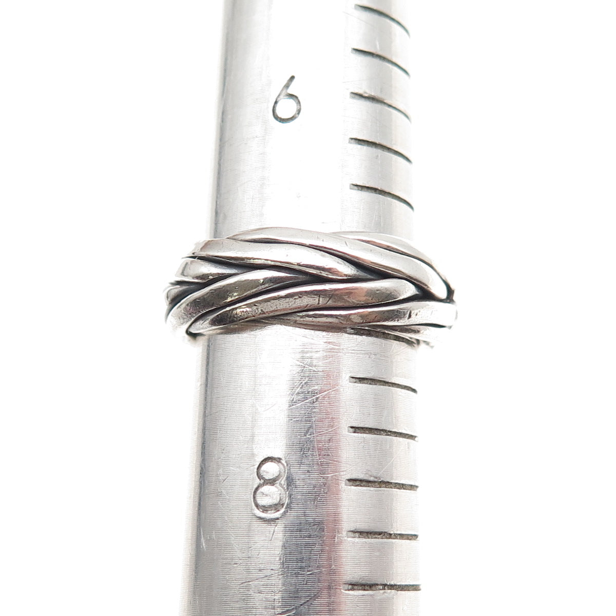 925 Sterling Silver Vintage CII Mexico Braided Oxidized Band Ring Size 7.25