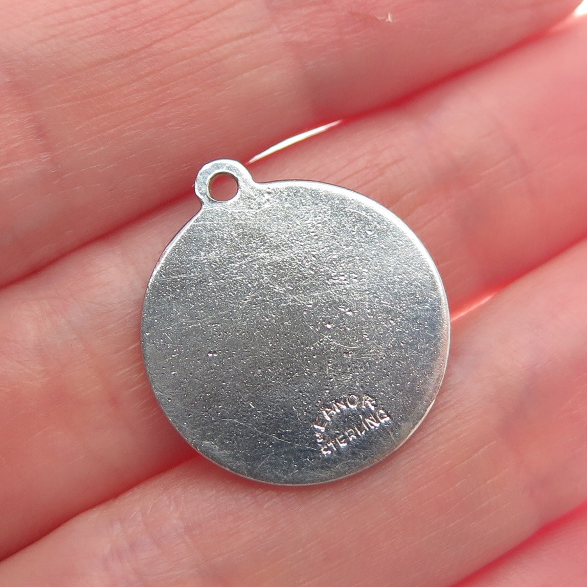 JEANOR 925 Sterling Silver Vintage Rhinestone Happy Birthday Charm Pendant