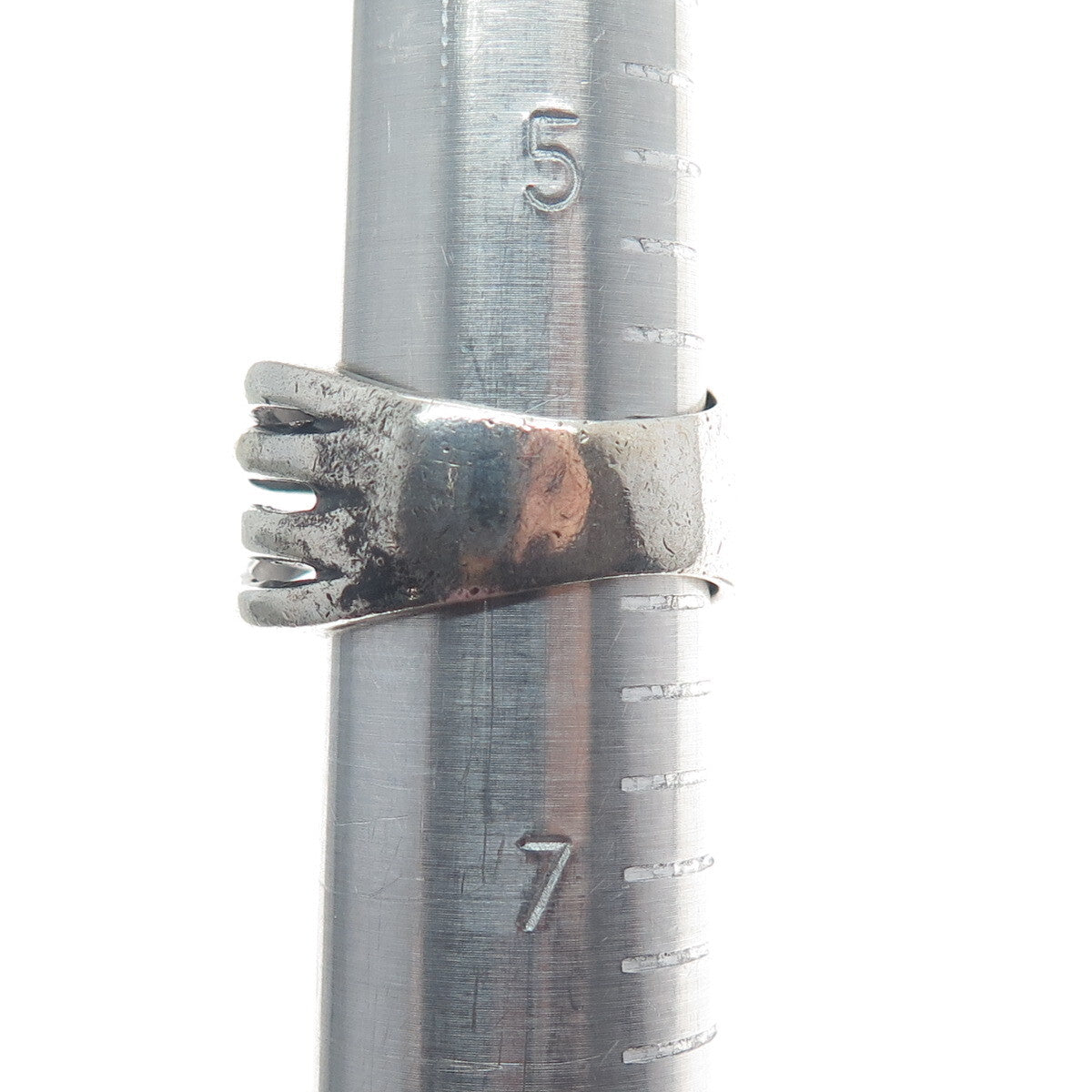 CHAPAL ZENRAY 925 Sterling Silver Vintage Interlocked Oxidized Ring Size 6