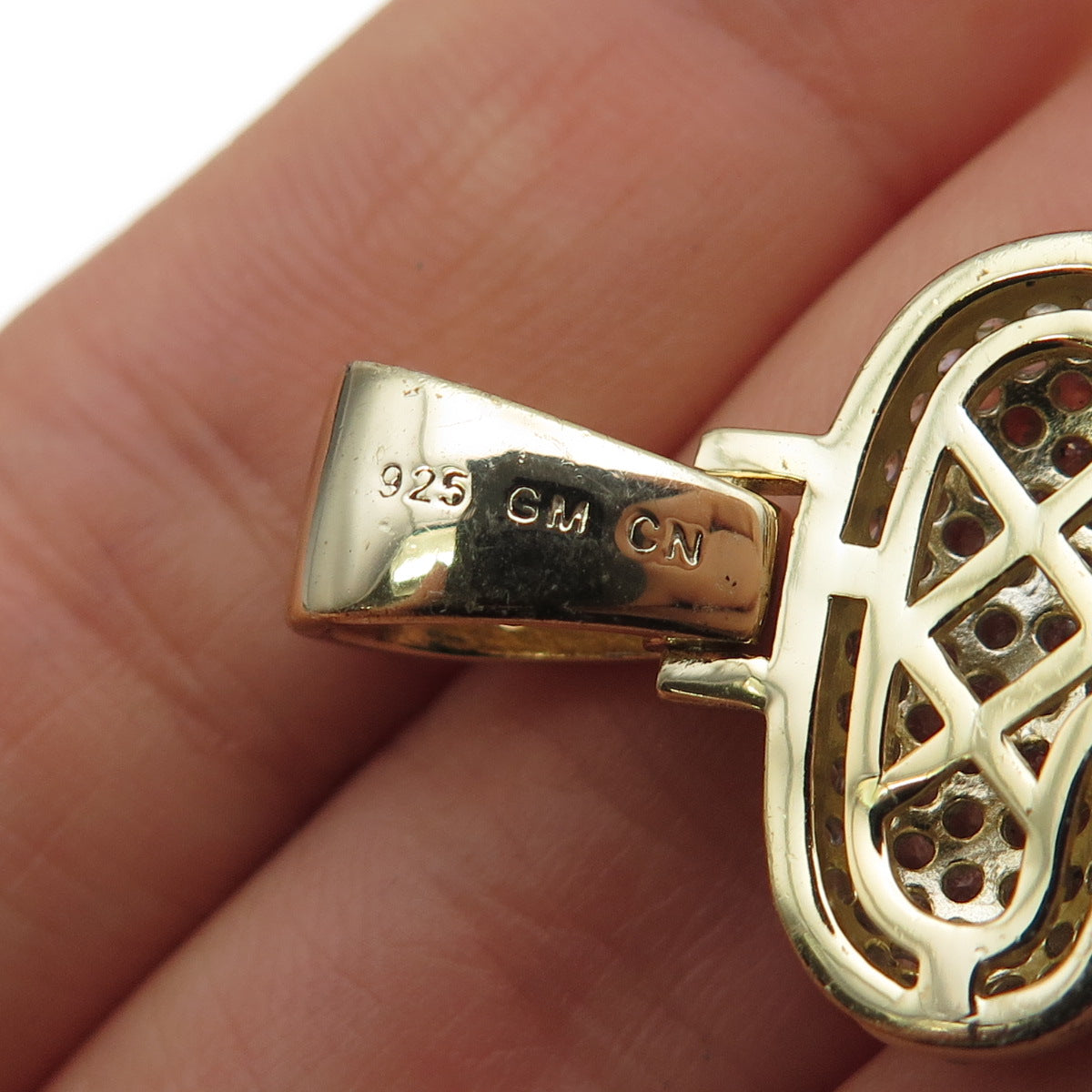 925 Sterling Silver Gold Plated Round-Cut C Z Letter S Initial Pendant