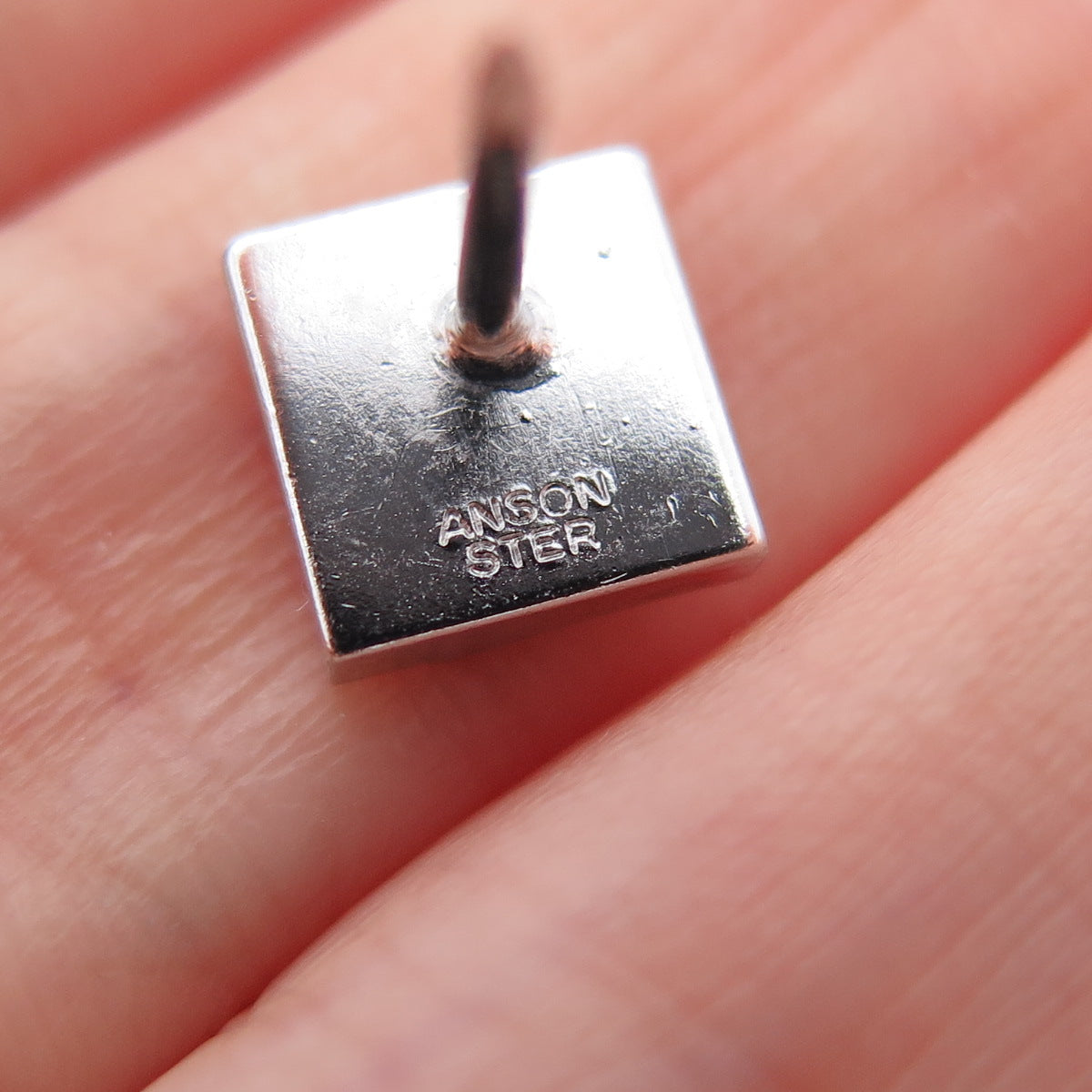ANSON 925 Sterling Silver Vintage Square Tie Tack Lapel Pin